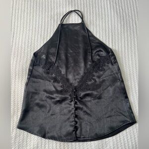NWT Urban Outfitters Women’s Small Sexy Black Satin Halter Top Lace Button Back